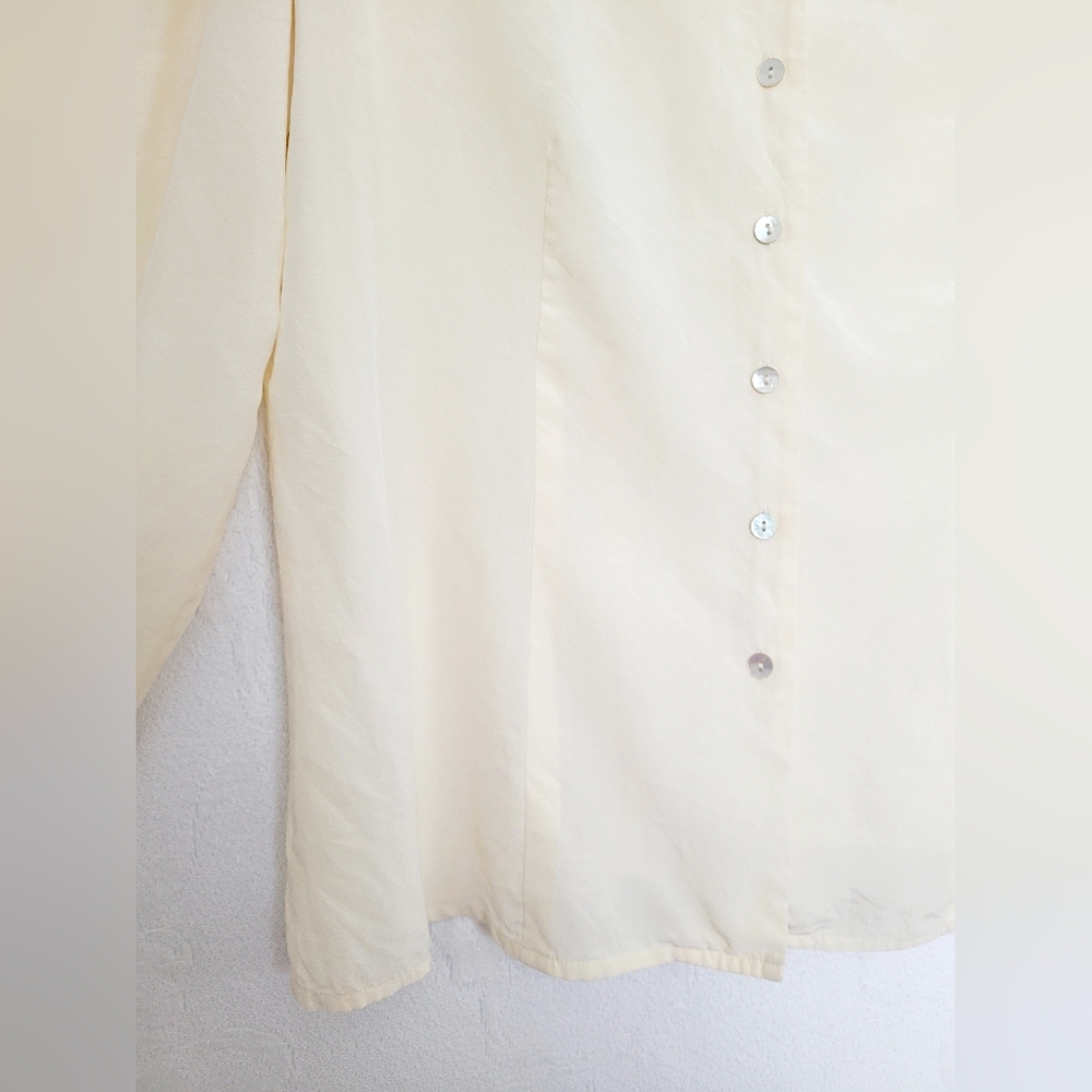 Liz Claiborn Collection Luxe 100% Silk Elegant Cream Women's Blouse 14/Large - Picture 12 of 16